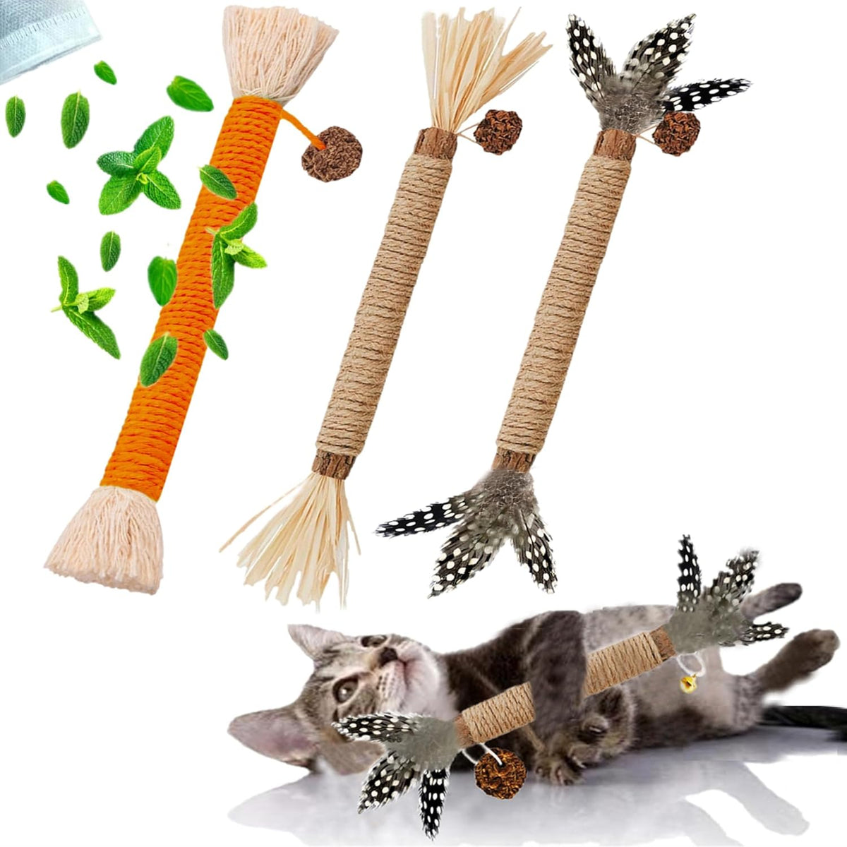 Cat Toys 3Pack Silvervine Chew Stick Kitten Treat Catnip Toy Kitty Natural Stuff Catnip for