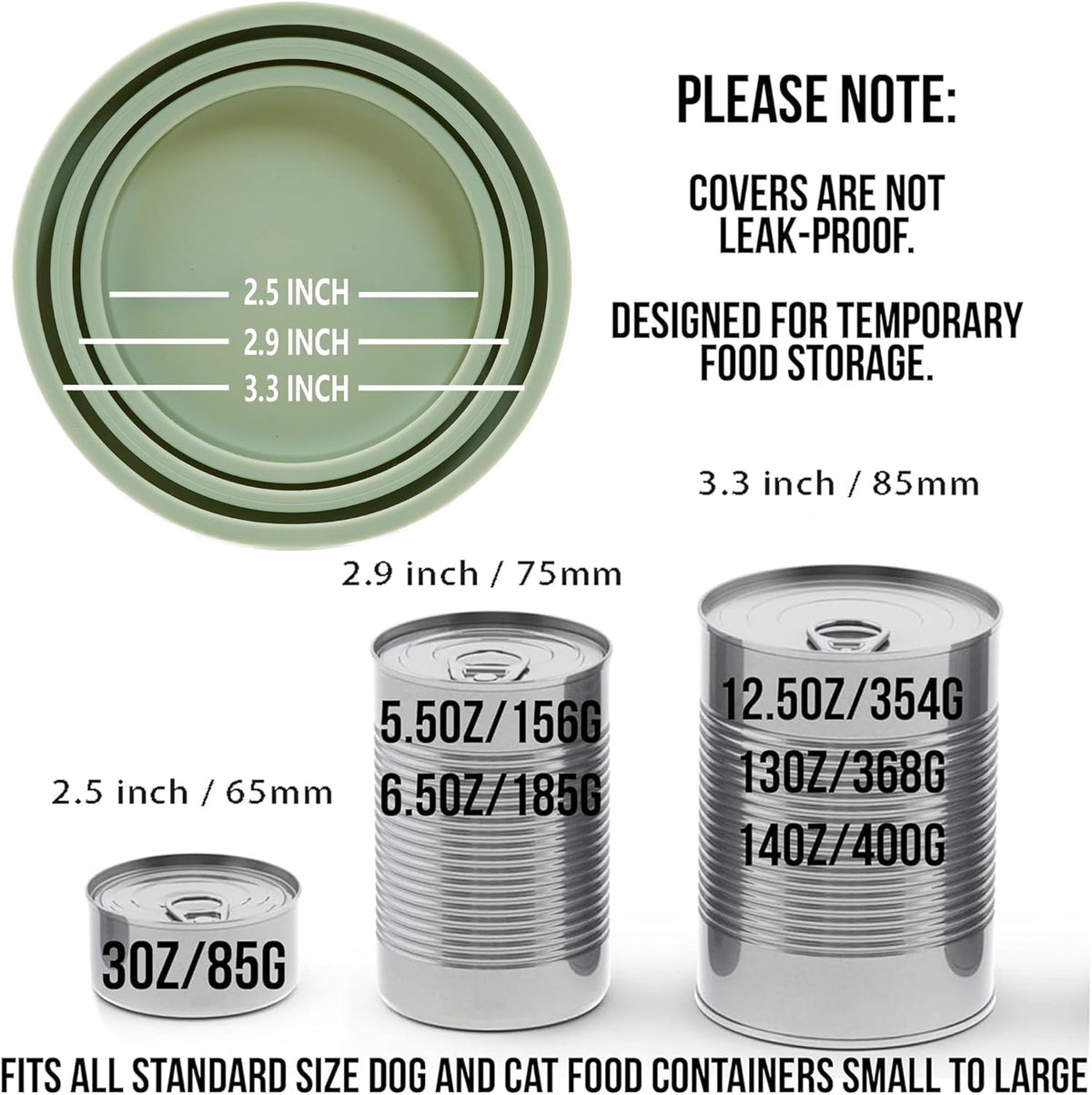 OHMO 2 Pack Dog Food Can Lids, (3, 12, 14oz etc.) Universal Size BPA Free Silicone Covers for Cat