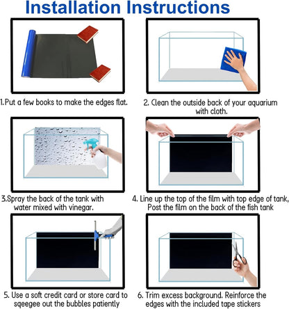 ELEBOX Aquarium Background Blue Black Fish Tank Background Picture 2 Sides Fish Backdrop for