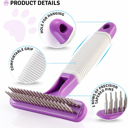 POODLIE Poodle Pet Dog Grooming Rake| Dematting Tool with Stainless Steel Shedding Comb for Pets |
