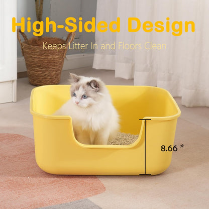 Large Cat Litter Box with High Sides,Cat Boxes for Indoor Cats,Cat Litter Pan for Kitty,Litter Box