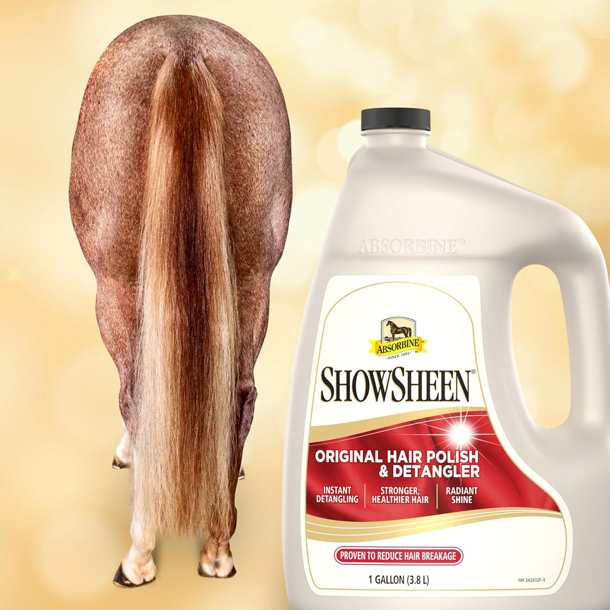 Absorbine ShowSheen Hair Polish & Detangler 128oz Refill Jug, Horse and Dog Coat, Mane and Tail