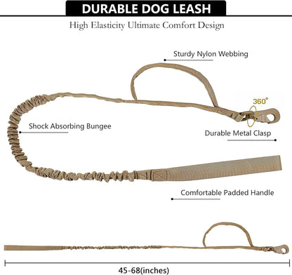Tactical AirTag Dog Collar Leash Set - Heavy Duty, Adjustable GPS Collar Compatible with Apple