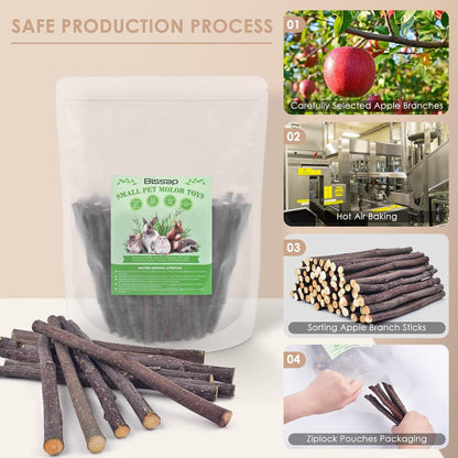 Bissap 460g/16.2oz Apple Sticks for Rabbits, Natural Bunny Chew Toys and Treats for Chinchilla