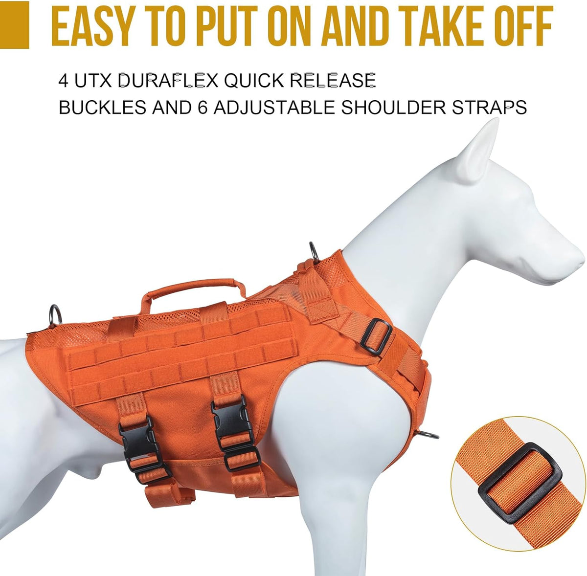 OneTigris Tactical Dog Harness for Small Dogs, No Pull Small Dog Vest Harness Breathable Military