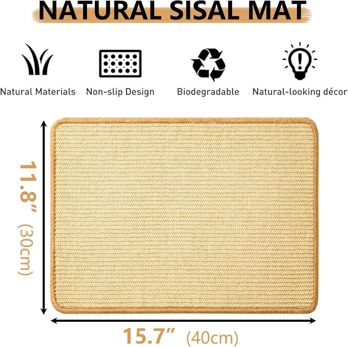 Oncpcare 4PCS Rabbit Scratch Mat - Natural Bunny Scratching Pad for Claws & Teeth Care, Cages & Pet