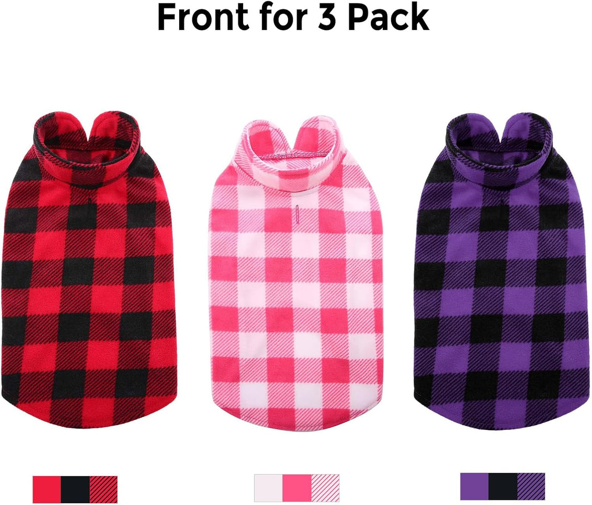 ASENKU Plaid Dog Fleece Vest, Soft Comfortable Pet Pajamas, Warm Winter Dog Shirt, Cold Weather