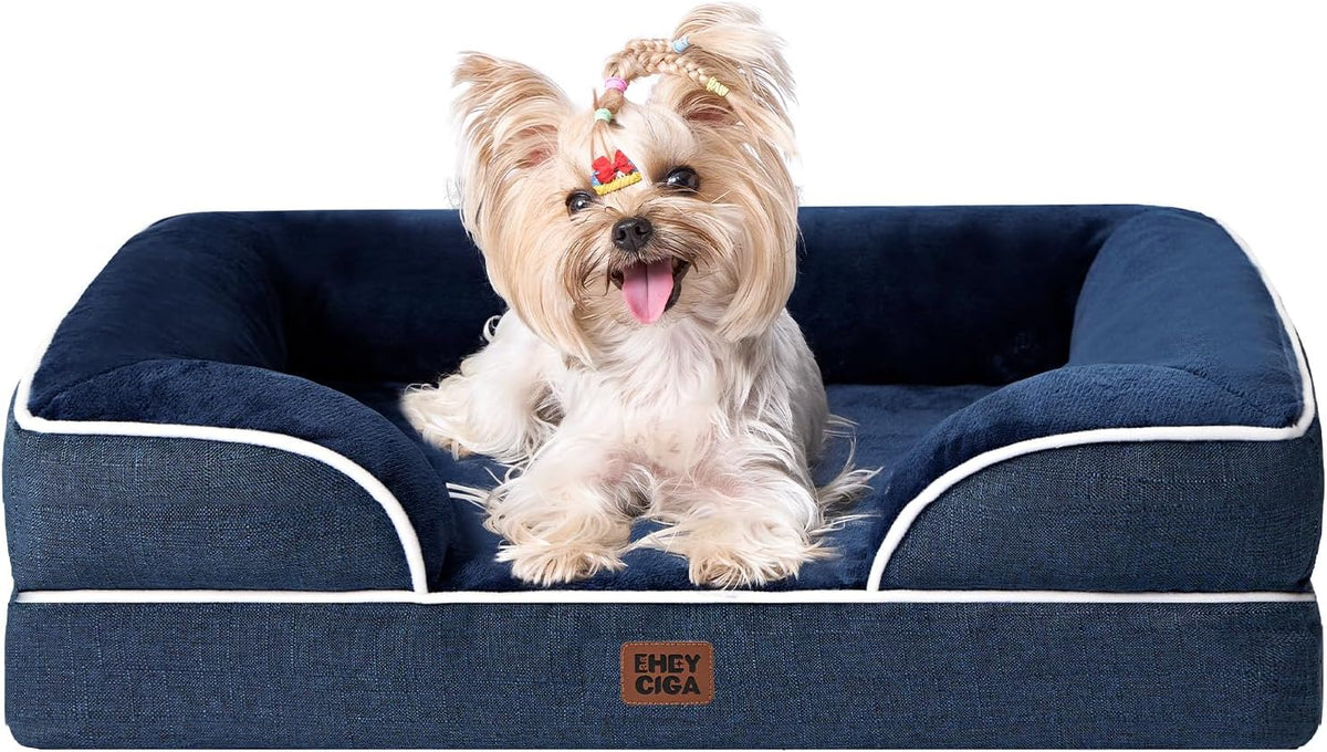 EHEYCIGA Orthopedic Dog Bed for Small Dogs, Waterproof Memory Foam Small Dog Beds with Sides
