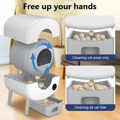 Cumrige Self Cleaning Litter Box, Large Capacity Automatic Cat Litter Box Self Cleaning for Cats