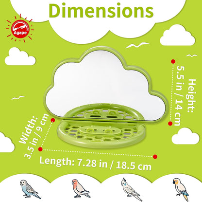 Agape Bird Mirror with Perch&Slow Feeder, Birds Toys for Boredom&Anxiety, Bird Cage Accessories for
