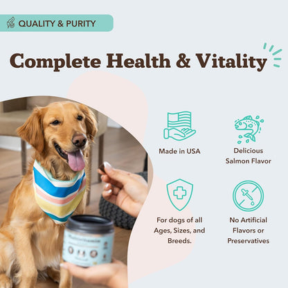 Natural Dog Company Vet Strength Multivitamin Chews for Dogs – Glucosamine, Omega-3 & Biotin for