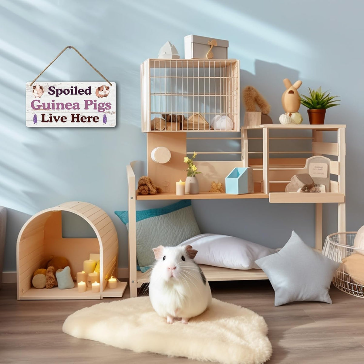 Big Hamster Ball & Guinea Pig Hideout - Stuffed Animals & Accessories for Guinea Pig Cage - 12x6 In