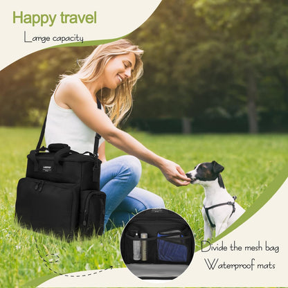 Dog Travel Bag,Weekend Pet Travel Bag Set for Dog and Cat,Airline Approved Tote Multi-Function Dog