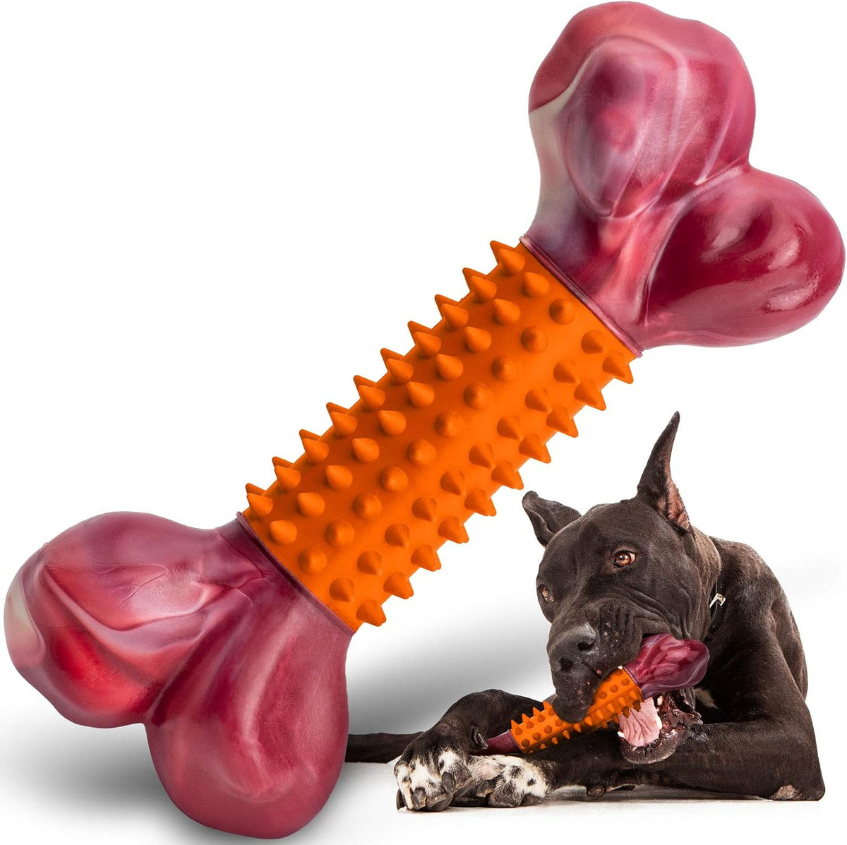 Apasiri Dog Toys for Aggressive Chewers Peanut Butter Flavored, 8" Tough Dog Chew Bone, Nylon &