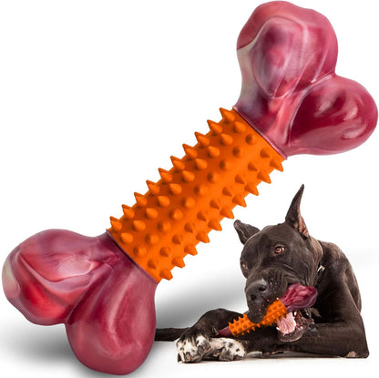 Apasiri Dog Toys for Aggressive Chewers Peanut Butter Flavored, 8" Tough Dog Chew Bone, Nylon &