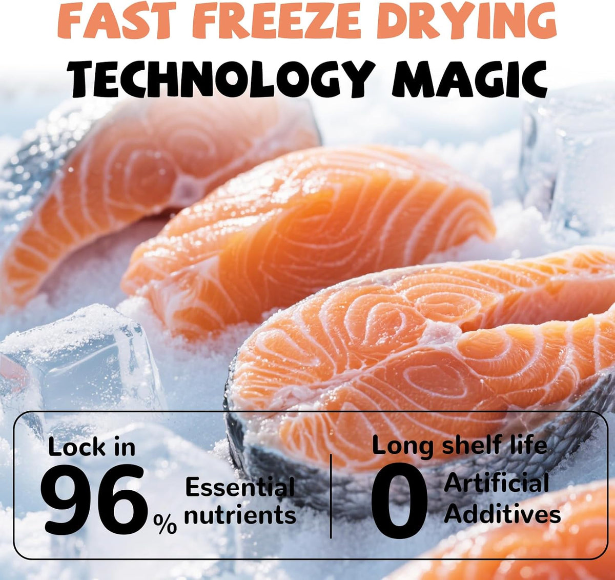 Freeze Dried Salmon Cat Treats, Single Ingredient Raw Cat Food Toppers, Healthy Training Treats for