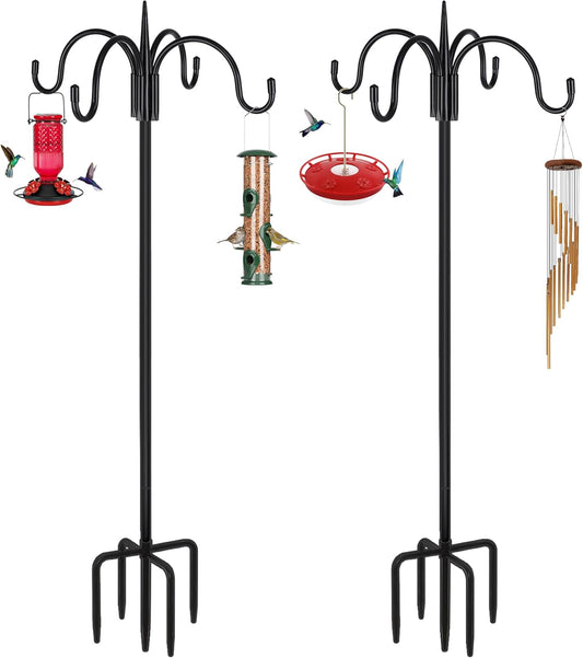 FEED GARDEN [Upgrade Version 92 Inch Four Shepherd Hooks for Outdoor,Bird Feeder Pole with 5 Prong