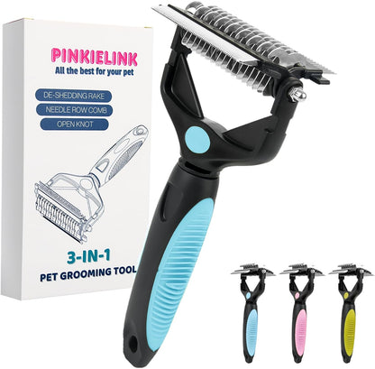 3-IN-1 Pet Grooming Tool - Undercoat Rake, Dematting Comb & Deshedding Brush for Cats & Dogs
