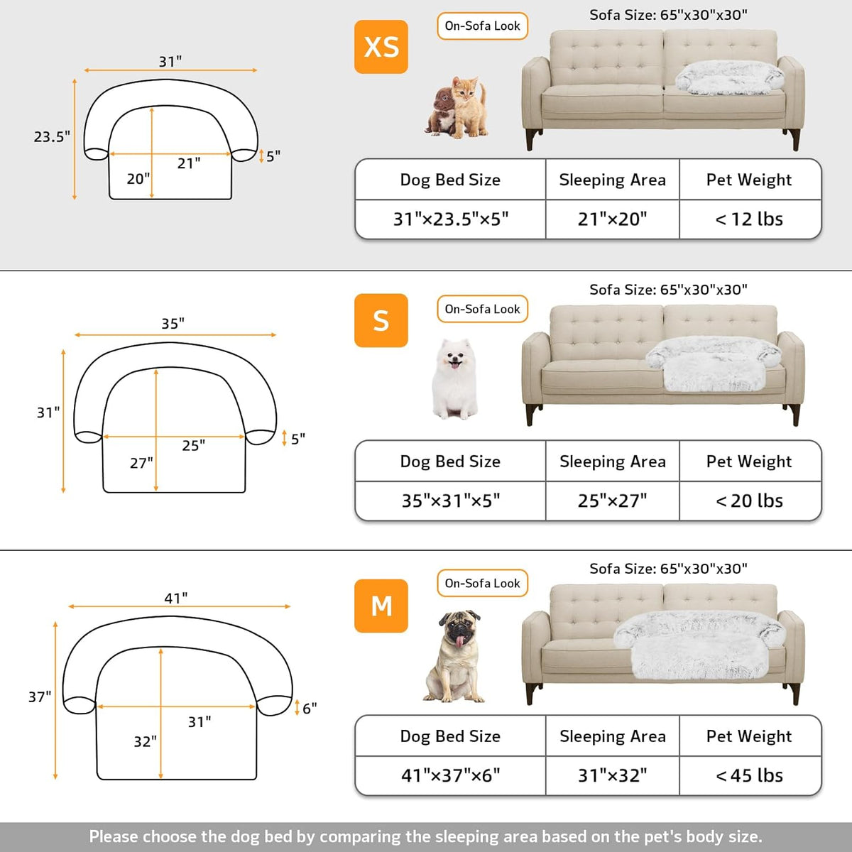 Calming Dog Bed Fluffy Plush Dog Mat for Furniture Protector with Removable Washable Cover for