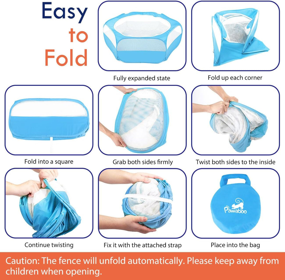 Pawaboo Small Animals Playpen, Waterproof Small Pet Cage Tent with Zippered Cover, Portable Outdoor