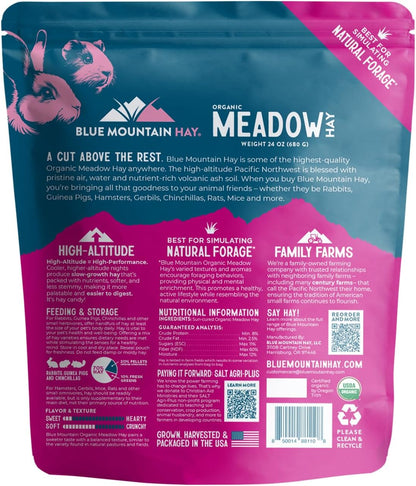 Blue Mountain Hay | Fresh Organic Meadow Hay (24 Ounce) | Mimics Natural Forage | High-Altitude Hay