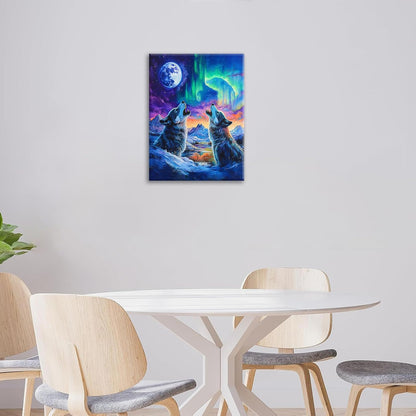 Wolf Wall Art Wolves Canvas Wall Decor Prints Framed Painting Aurora Pictures Gifts Artwork for