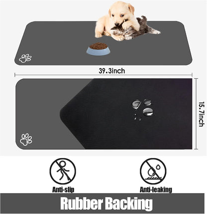 Large Pet Feeding Mat, Absorbent Quick Dry Dog Mat for Food and Water Bowl, Non Skid Cat Bowl Mat