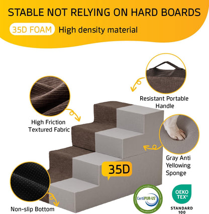Dog Stairs for High Bed, Dog Steps for Bed Couch Sofa, 35D Foam Extra Wide Pet Steps for Small Dogs
