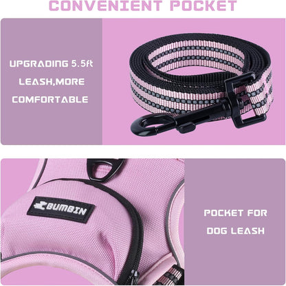 BUMBIN Dog Harness for Large Dogs, No Pull Adjustable No Choke Pet Vest with Dog Leash Fit Smart
