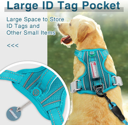 BARKBAY Dog Harness No Pull with ID Tag Pocket - Heavy Duty, Reflective, Easy Control for Large