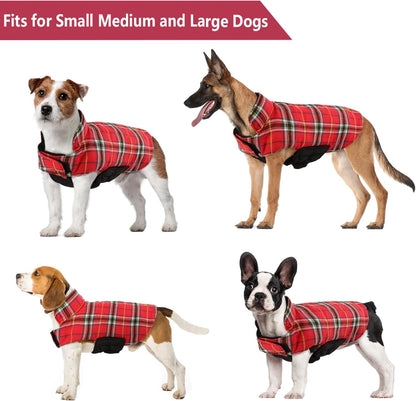 Kuoser Waterproof Dog Coat, Reversible Dog Jacket for Medium Dogs, Adjustable Durable Doggie Winter