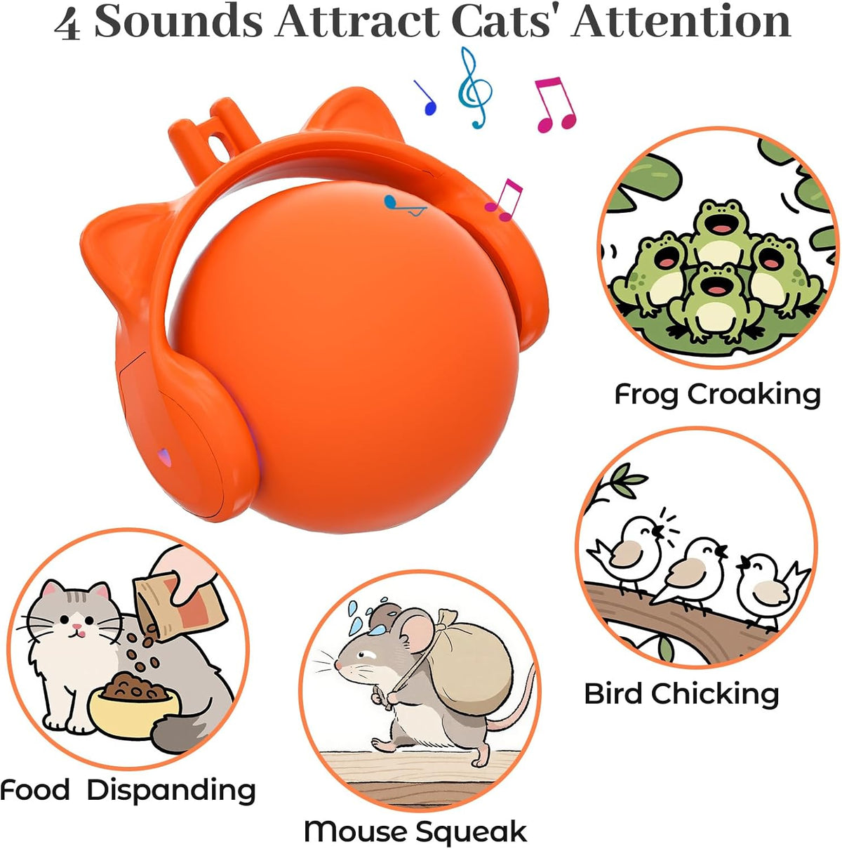 ORSDA Cat Toys for Indoor Cats, New Intelligent Voice Timing Touch Control Cats Ball, Simulate