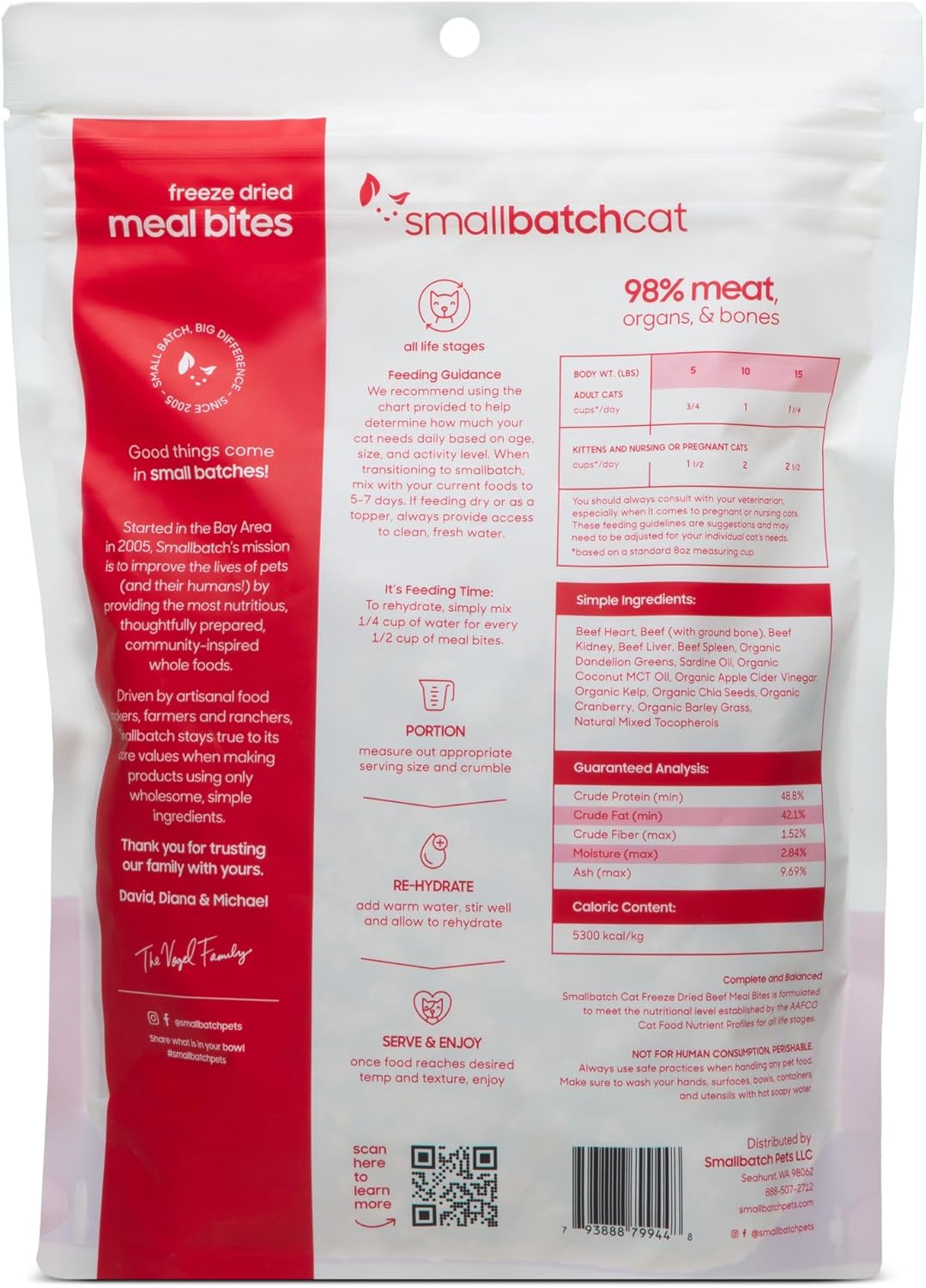 smallbatch Pets Freeze Dried Cat Treats, Raw Dry Cat Food Bites, Beef Recipe, High Protein Food