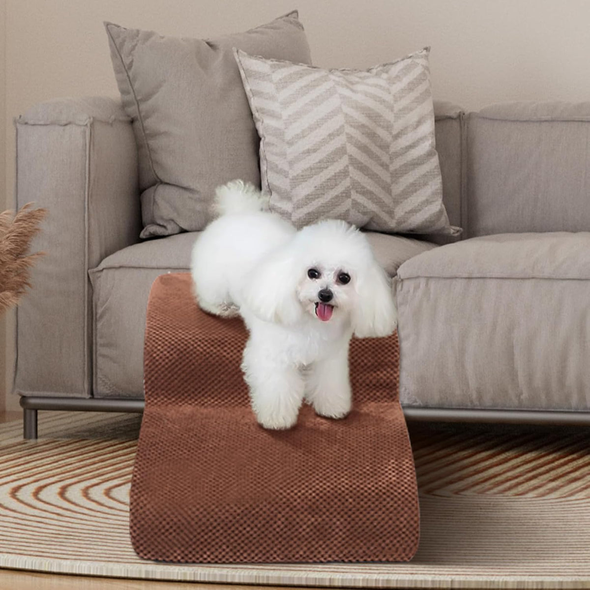 Dog Stairs for Small Dogs - High Density Foam Pet Steps, Extra Wide Dog Ramp with Non-Slip Bottom