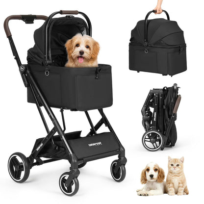 X2 Pet Stroller, Dog Cat Stroller for Small Pets Under 44lbs, Equipped with Detachable & Foldable