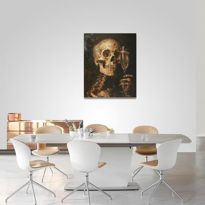 Quorin Gothic Skeleton Wall Art Goth Skull Champagne Wall Decor Dark Academia Pictures Horror