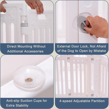 2 Room Dog Playpen with Door,DIY Shape Combination Puppy Pen,16-Panel+2 Link Piece+Large Door+Small