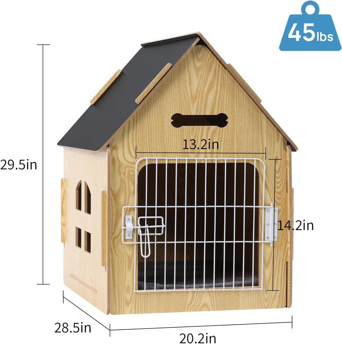 Dog House Indoor for Small Dogs or Cats, Cozy Wooden Design, Small Indoor Bed House, with Air Vents