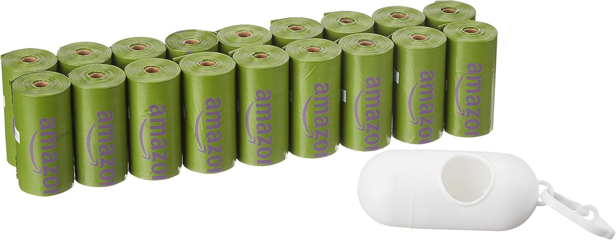 Amazon Basics Dog Poop Bags with Dispenser, 270 Count, Enhanced for Guaranteed Leakproof, Lavender