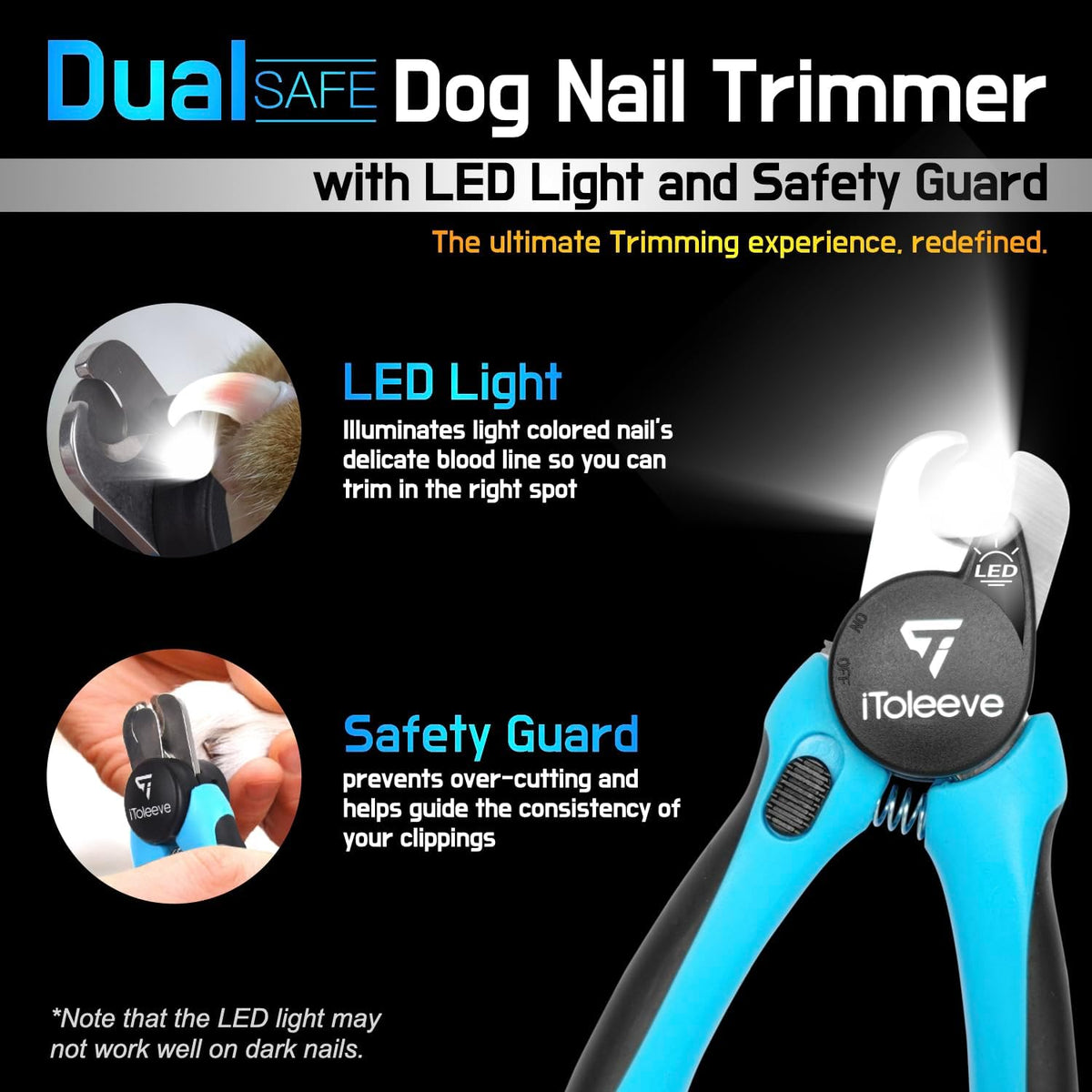 LED Dog Nail Clipper with Light, Illuminates Nails or Bloodline for Safe and Easy Trimmers, Extra