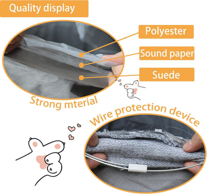Cat Tunnel for Indoor Cats, 51×12 inch Foldable Big Cat Tunnel, Grey Suede Pet Tunnels with Two