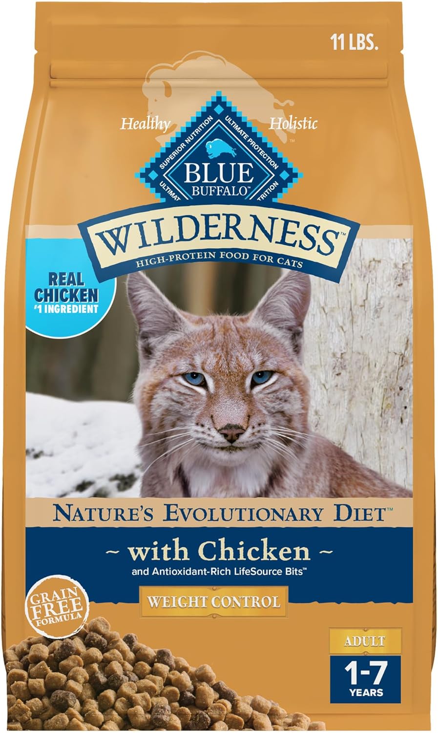 Blue Buffalo Wilderness High-Protein, Grain-Free Natural Dry Food for Adult Cats, Weight Control