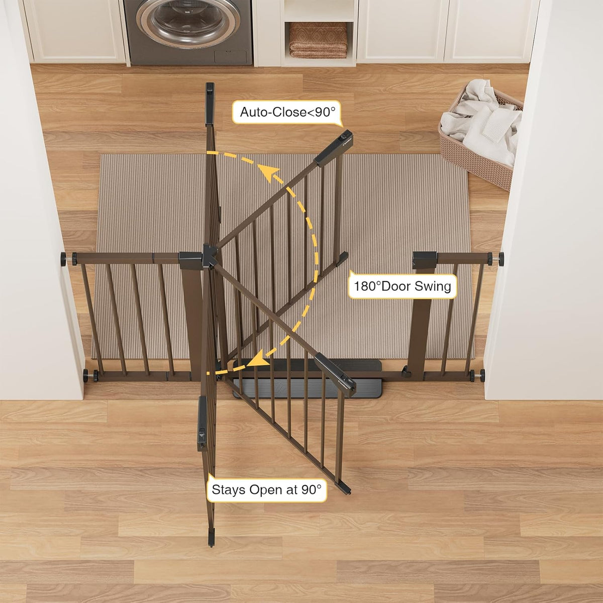 Cumbor 29.7-48" Baby Gate for Stairs, Mom's Choice Awards Winner-Dog Gate for Doorways, Auto Close