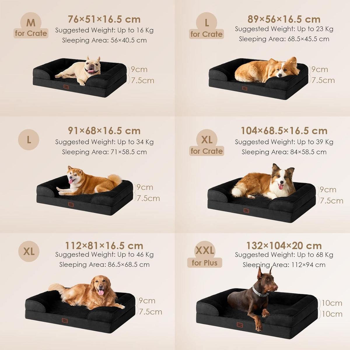 EHEYCIGA Orthopedic Dog Beds for Large Dogs, Waterproof Memory Foam Large Dog Bed with Sides
