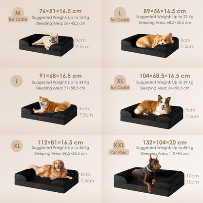 EHEYCIGA Orthopedic Dog Beds for Large Dogs, Waterproof Memory Foam Large Dog Bed with Sides