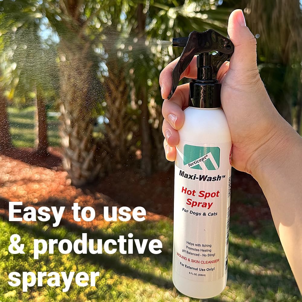 Forticept Maxi-Wash Hot Spot Spray Treatment, Wound Care & Itch Relief Spray for Dogs and Cats.