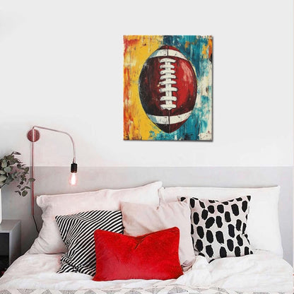 Graffiti Football Bathroom Pictures Wall Art, Rugby Sport Bathroom Wall Decor, Colorful Football