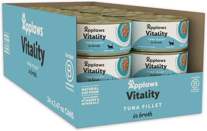 Applaws Vitality Wet Cat Food in Broth, Natural Canned Cat Food, Wet Food for Cats with Added
