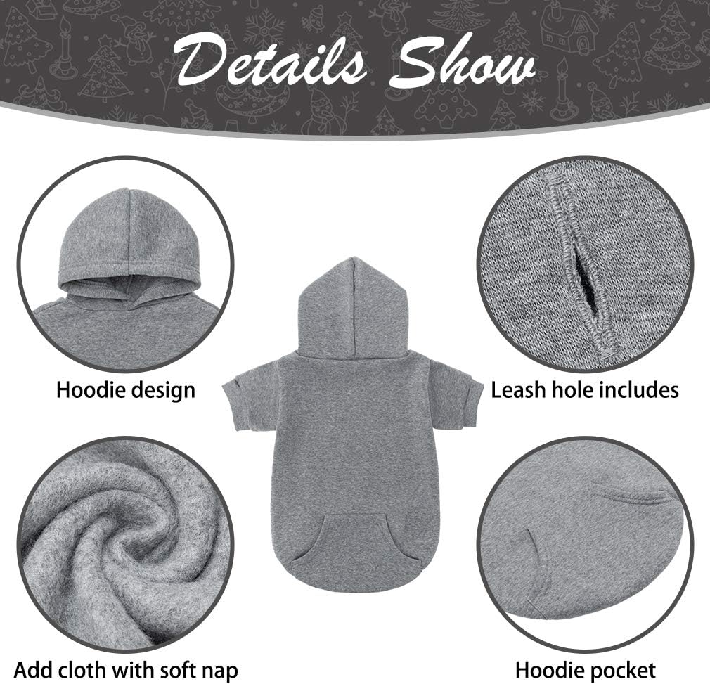 KOOLTAIL Basic Dog Hoodie - Soft and Warm Dog Hoodie Sweater with Leash Hole and Pocket, Dog Winter