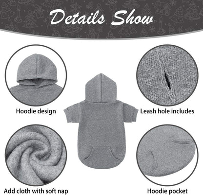 KOOLTAIL Basic Dog Hoodie - Soft and Warm Dog Hoodie Sweater with Leash Hole and Pocket, Dog Winter